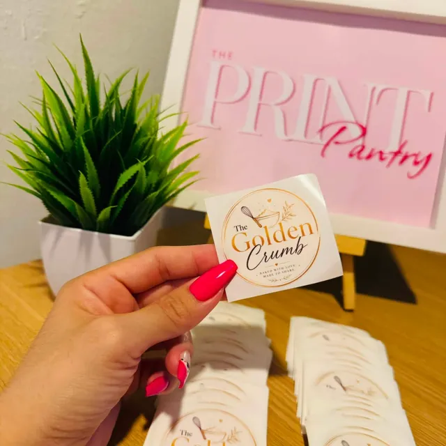 The Golden Crumb round labels printed by The Print Pantry